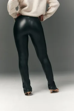 Perfect Sculpting High Waisted Leather Look Zip Front Legging