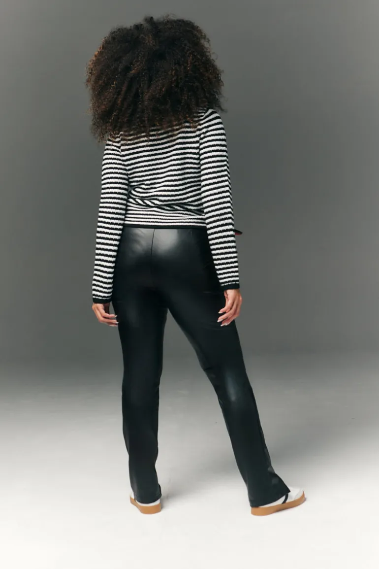 Perfect Sculpting High Waisted Leather Look Zip Front Legging