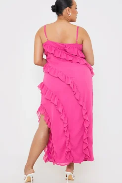 Pink Ruffle Cami Maxi Dress