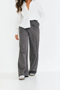 Pinstripe Relaxed Wide Leg Trouser