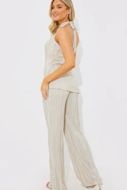 Plisse Wide Leg Co-Ord Trousers