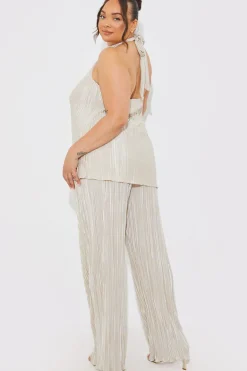 Plisse Wide Leg Co-Ord Trousers