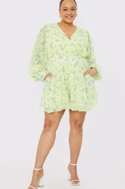 Printed Balloon Sleeve Playsuit
