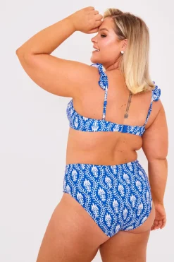 Printed Frill Strap Bust Detail Bikini Top