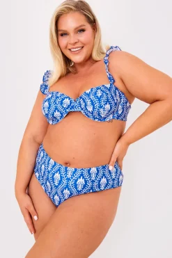 Printed Frill Strap Bust Detail Bikini Top
