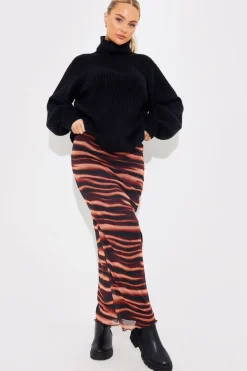 PRINTED MESH MIDAXI SKIRT