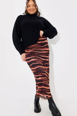 PRINTED MESH MIDAXI SKIRT