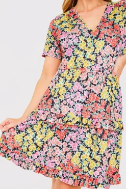 Recycled Floral Frill Mini Dress