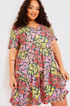 Recycled Floral Frill Mini Dress