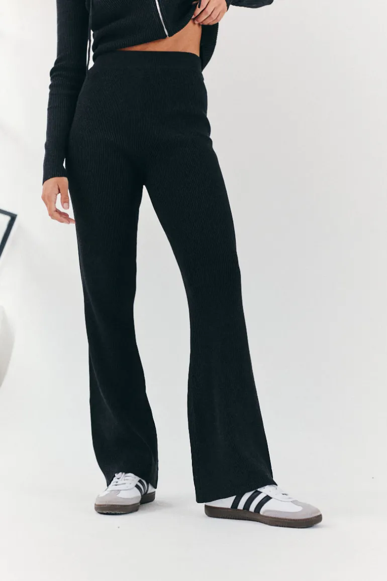 Rib Knit Co-Ord Flare Trouser