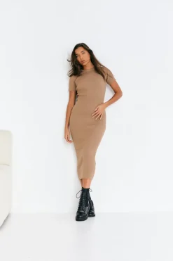 Rib Knit Crew Neck Midaxi Dress