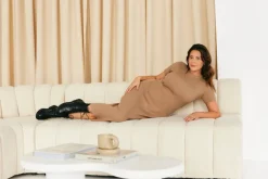 Rib Knit Crew Neck Midaxi Dress