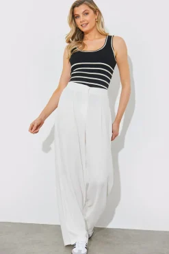 Rib Knit Scoop Neck Stripe Top