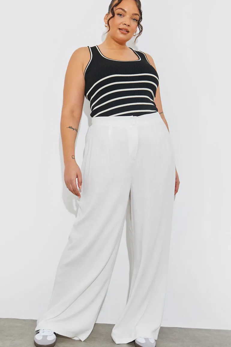 Rib Knit Scoop Neck Stripe Top