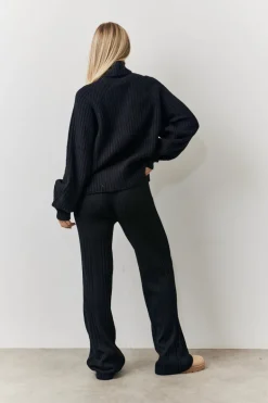 Rib Knit Wide Leg Co Ord Trouser