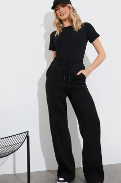 Ribbed Crew Neck Short Sleeve Bodysuit