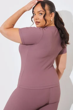 RIBBED CREW NECK SHORT SLEEVE TOP