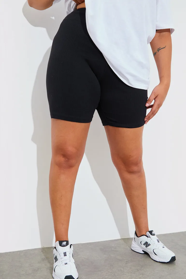 Ribbed High Waisted Cycling Shorts
