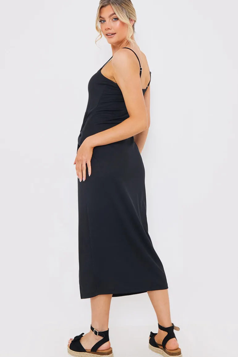 Ribbed Twist Detail Midi Dress