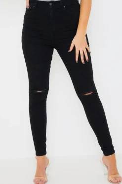 Ripped Knee Wash Stretch Skinny Jeans