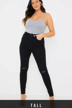 Ripped Knee Wash Stretch Skinny Jeans