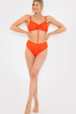 Ruched Front Crinkle Bikini Top