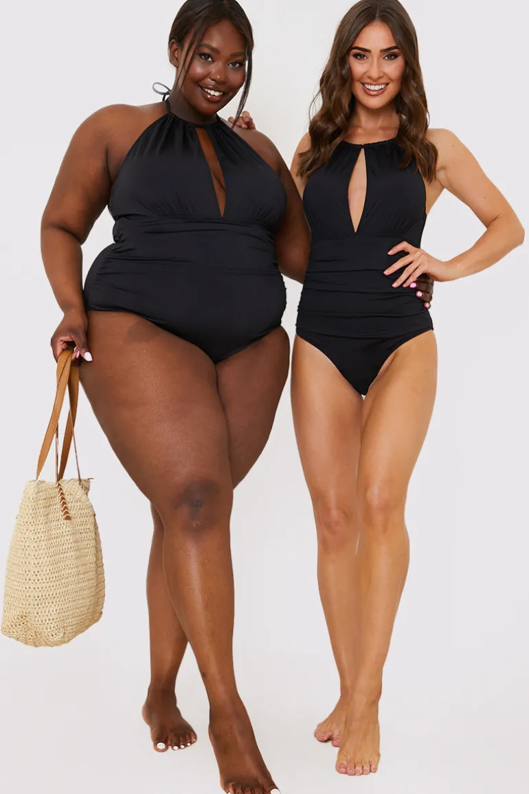 Ruched Halter Neck Swimsuit