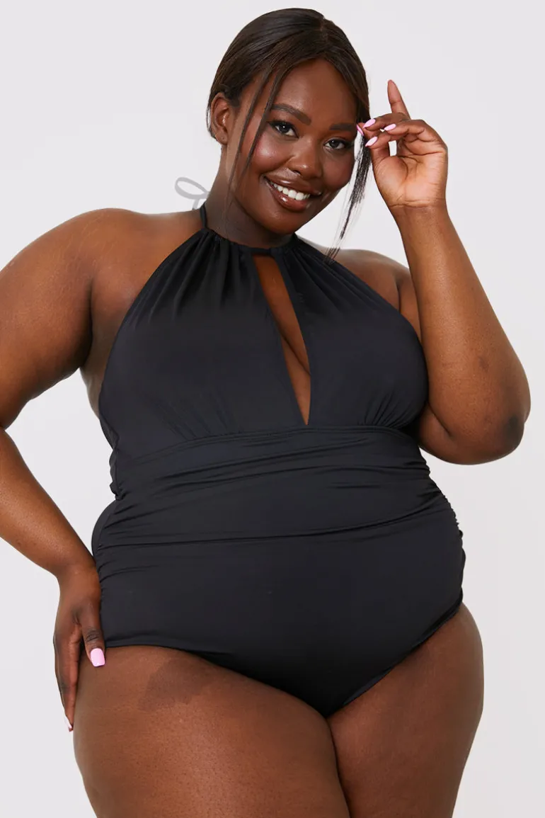 Ruched Halter Neck Swimsuit