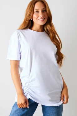 Ruched Longline Aysmmetric T-Shirt
