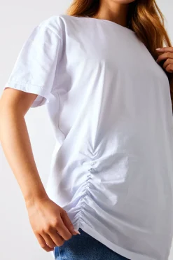 Ruched Longline Aysmmetric T-Shirt