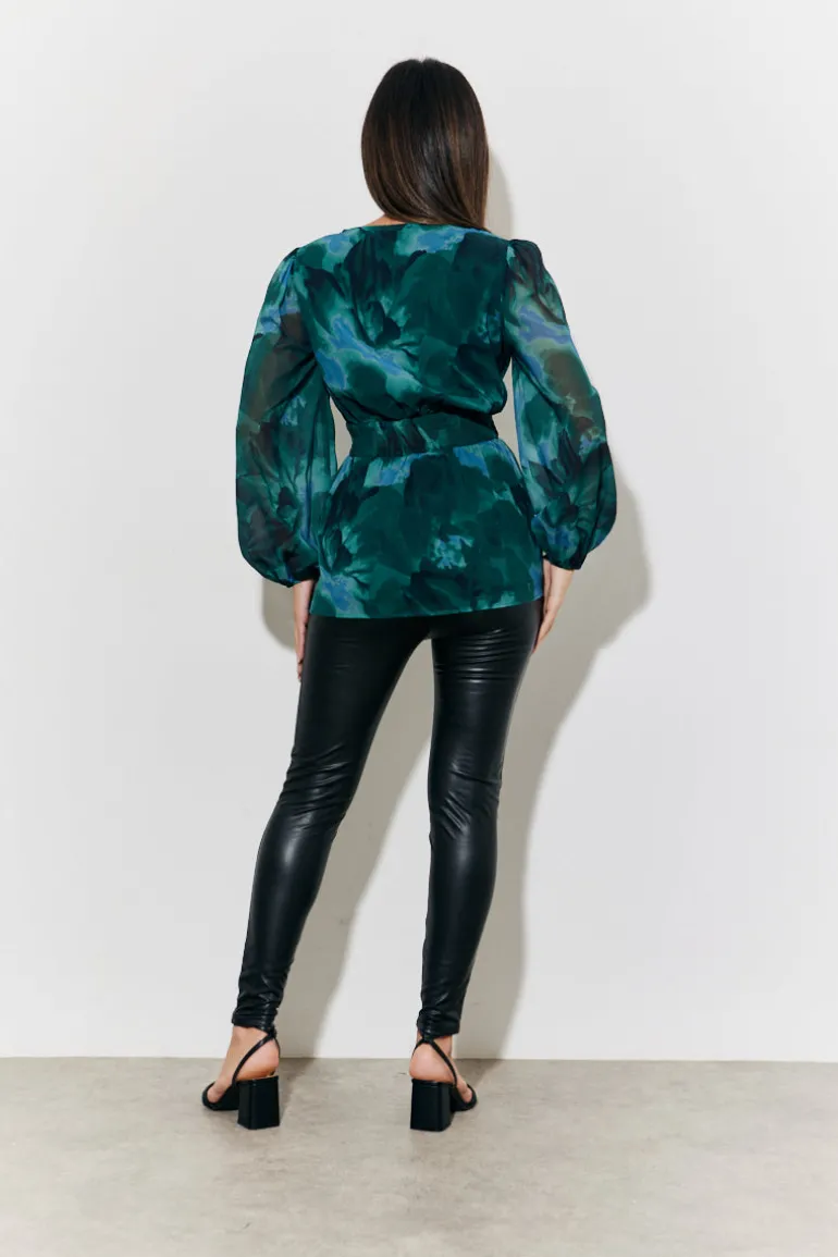 Ruched Printed Blouse