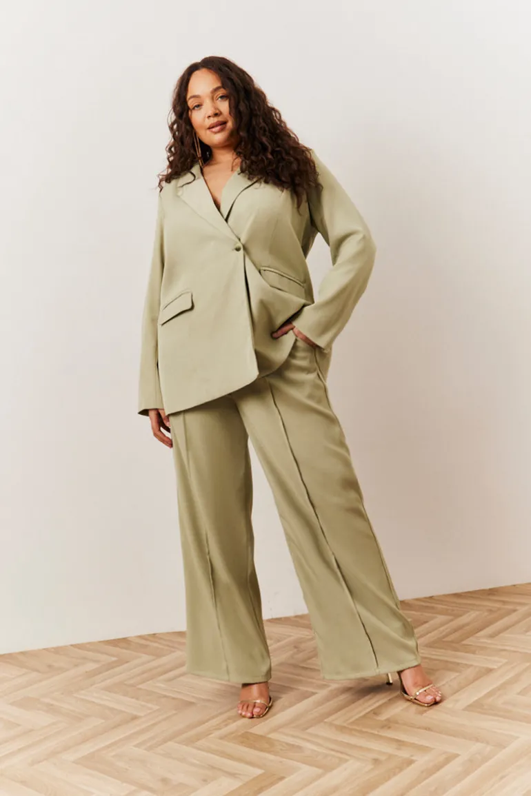 Sage Pleated Wide Leg Trouser