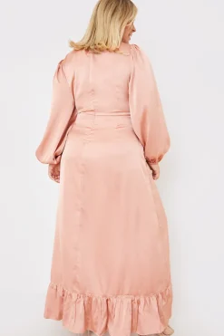 Satin Balloon Sleeve Maxi Dress