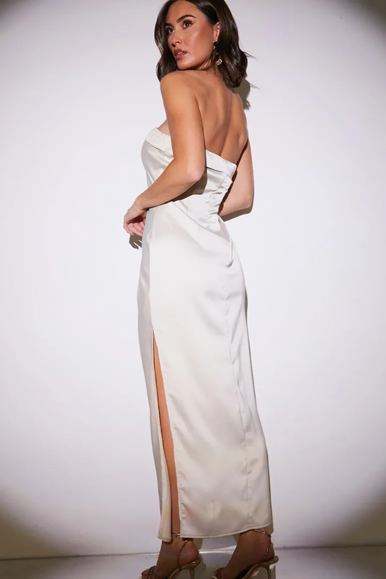 Satin Bandeau Midi Dress