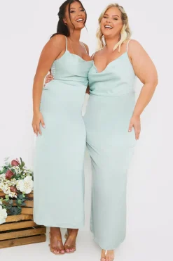 Satin Cowl Neck Maxi Dress