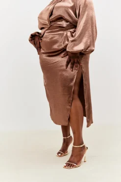 Satin Drape Co-Ord Midi Skirt