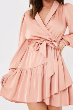 Satin Frill Hem Mini Dress