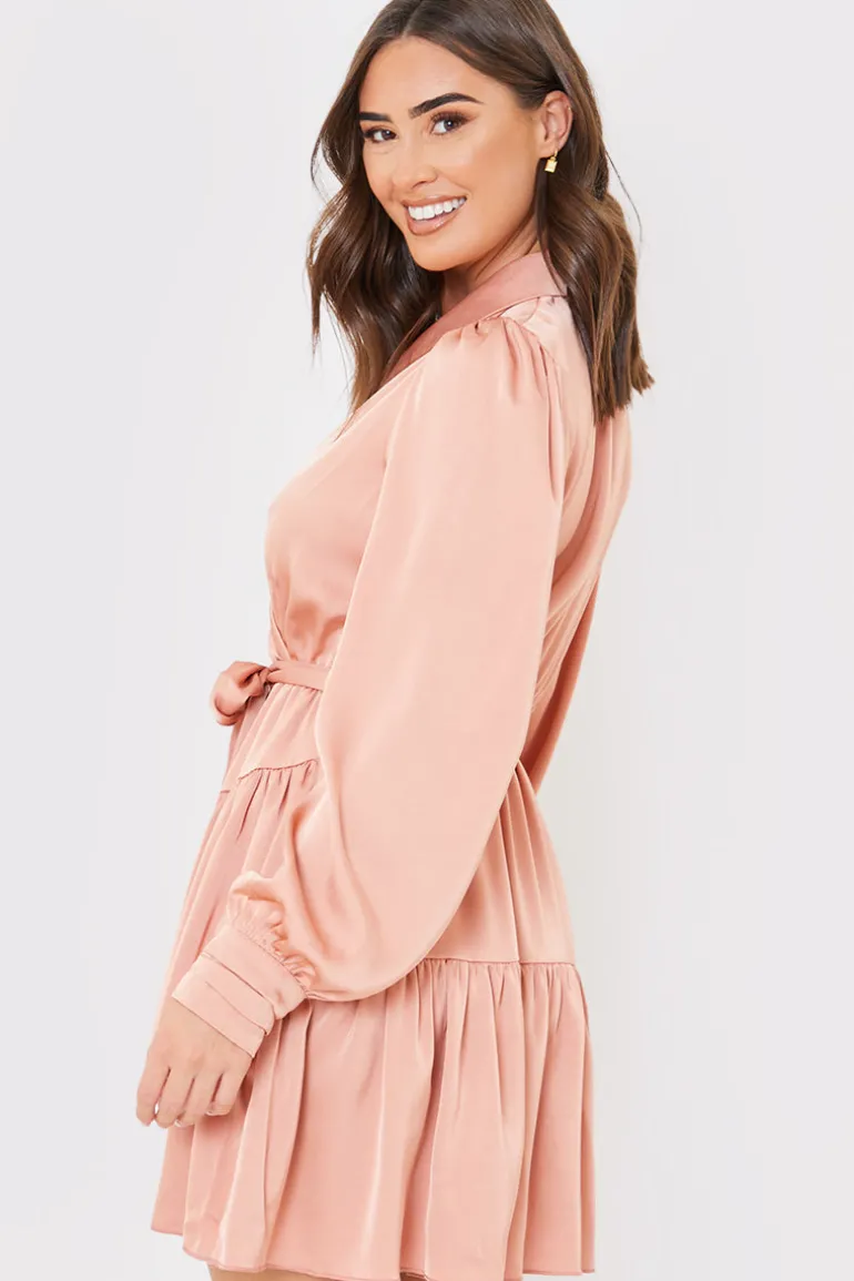 Satin Frill Hem Mini Dress