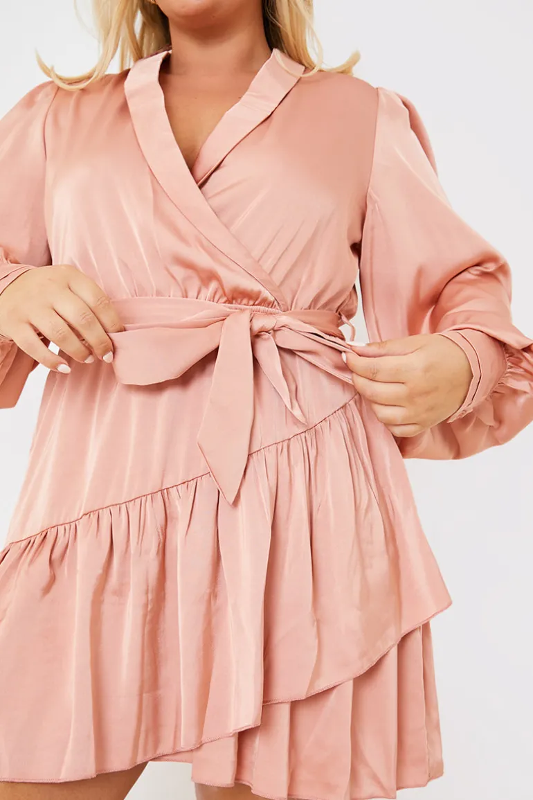 Satin Frill Hem Mini Dress