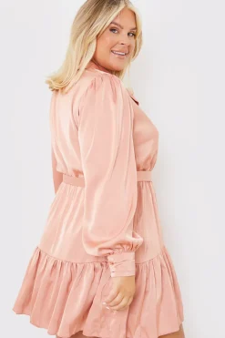 Satin Frill Hem Mini Dress