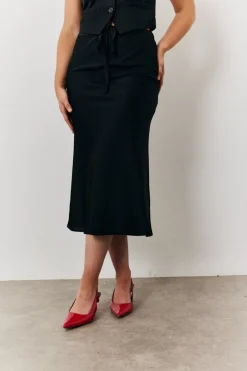 Satin Tie Waist Slip Skirt