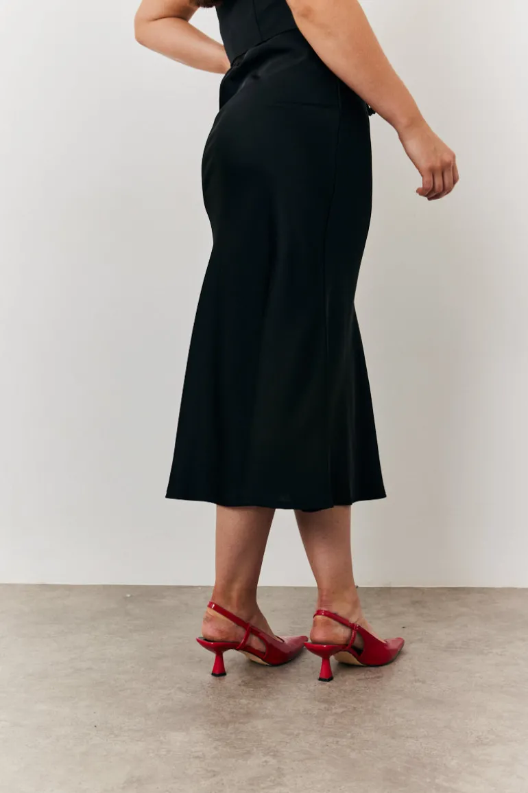 Satin Tie Waist Slip Skirt