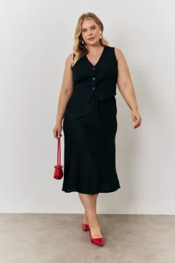 Satin Tie Waist Slip Skirt