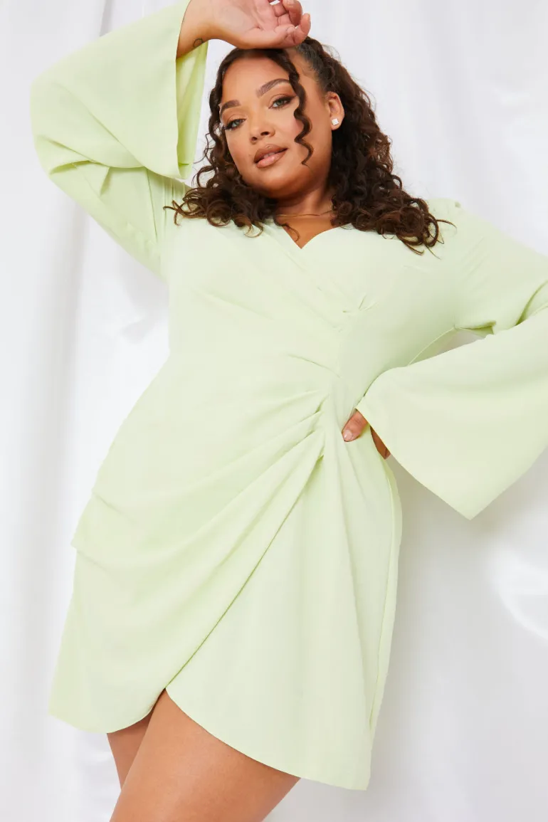 Satin Wrap Front Dress