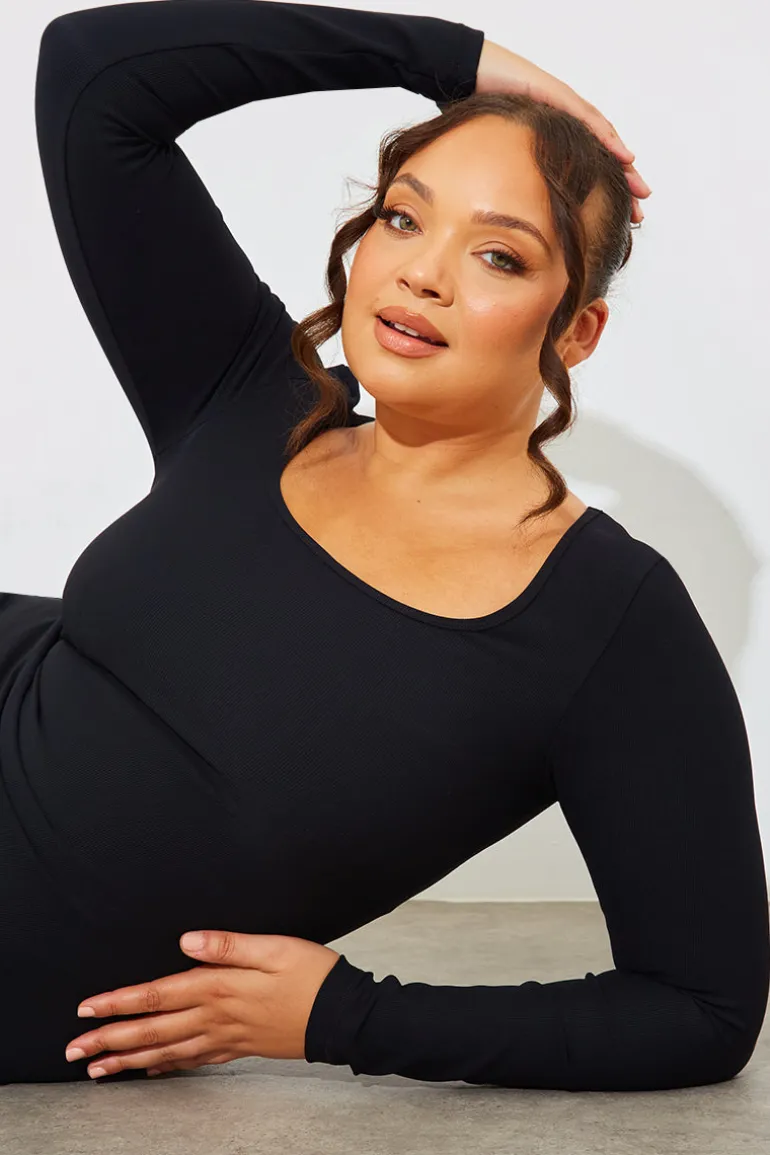 Scoop Neck Rib Midaxi Dress