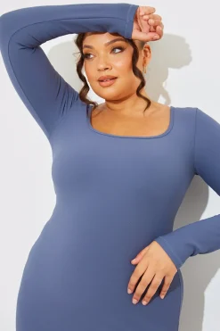 Scoop Neck Rib Midaxi Dress