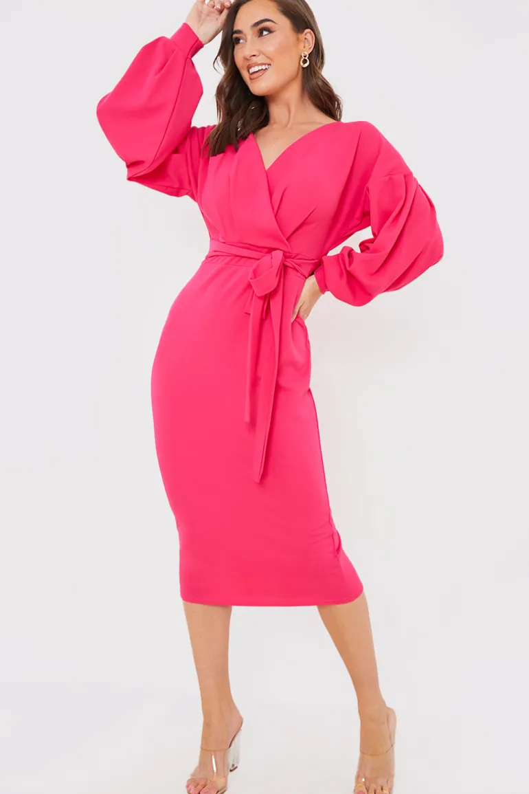 Scuba Bardot Belted Dress