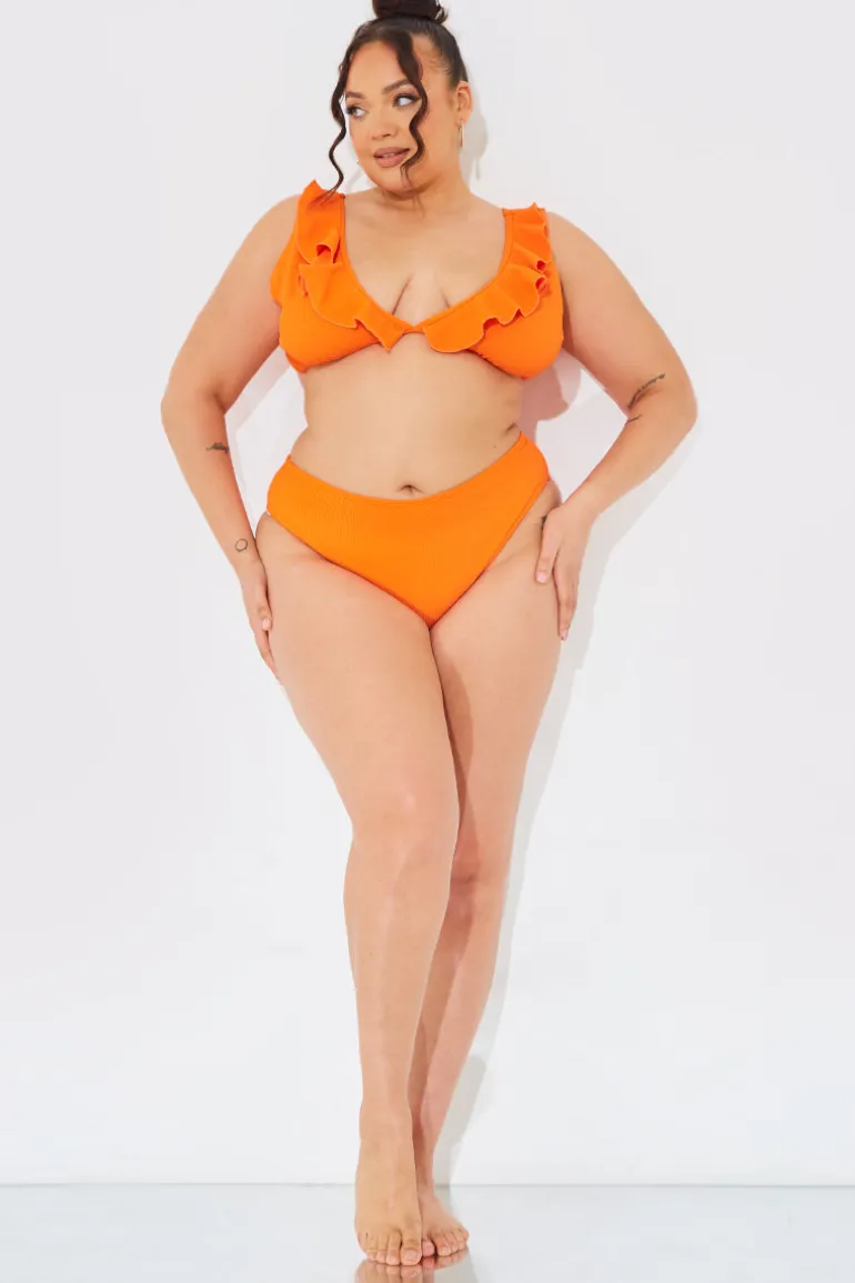 Sculpt and Control Crinkle Frill Bikini Top