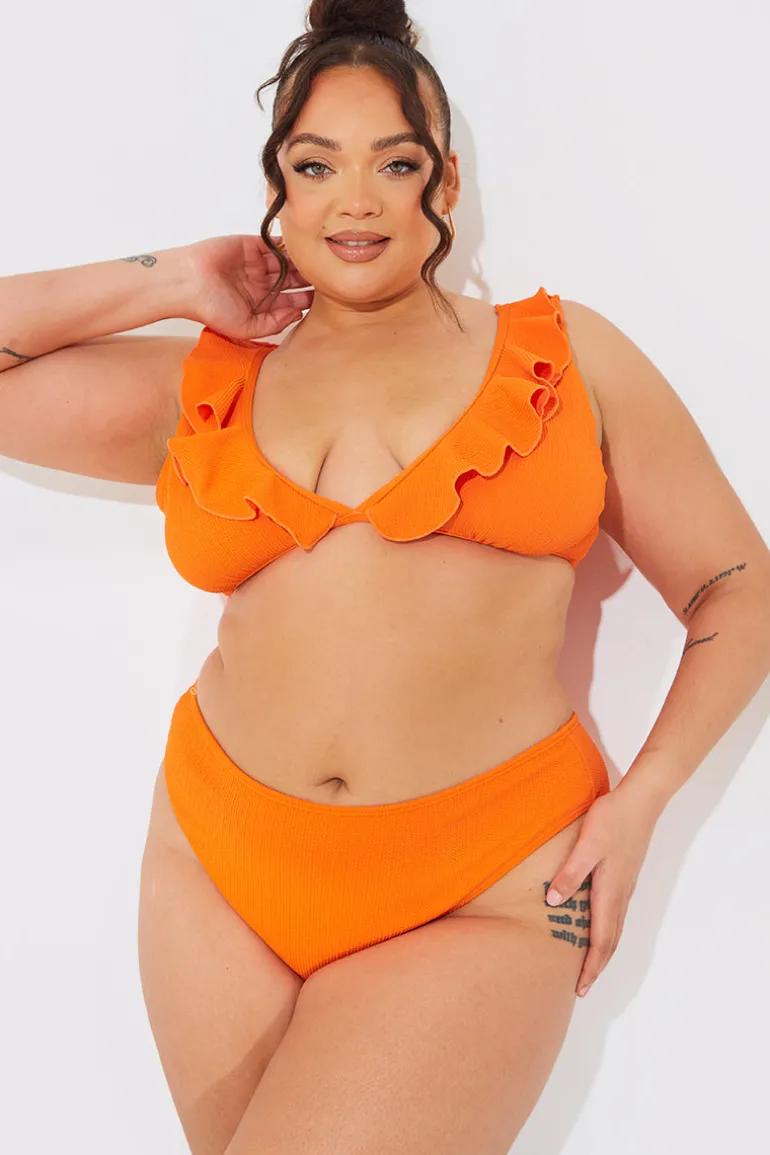Sculpt and Control Crinkle High Waisted High Leg Bikini Bottom