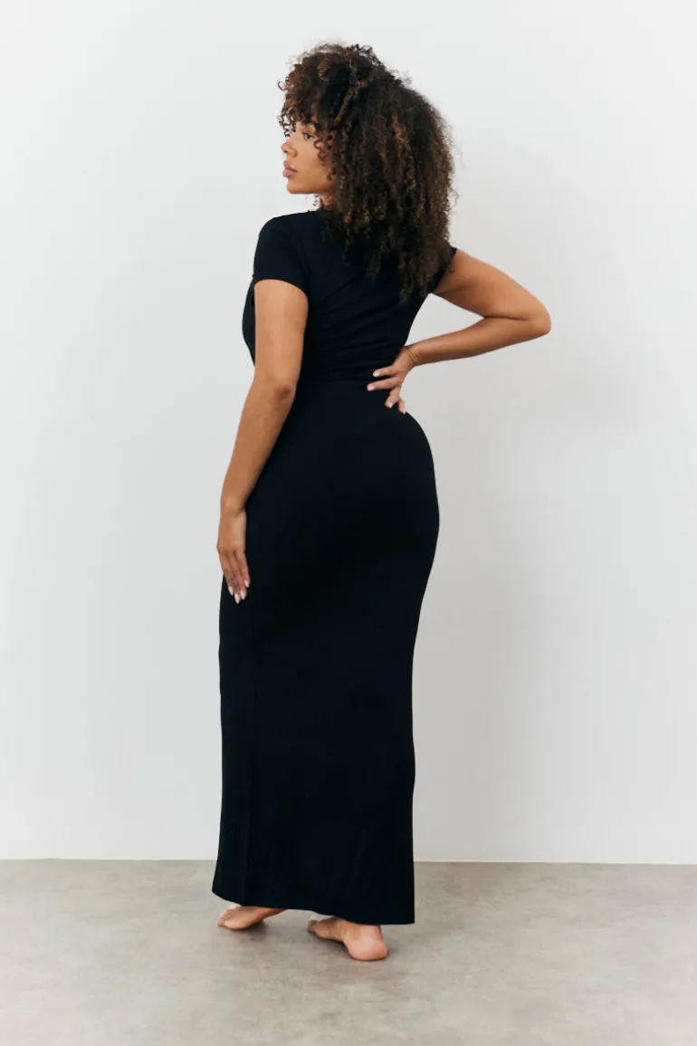 Sculpting Cap Sleeve Maxi Dress